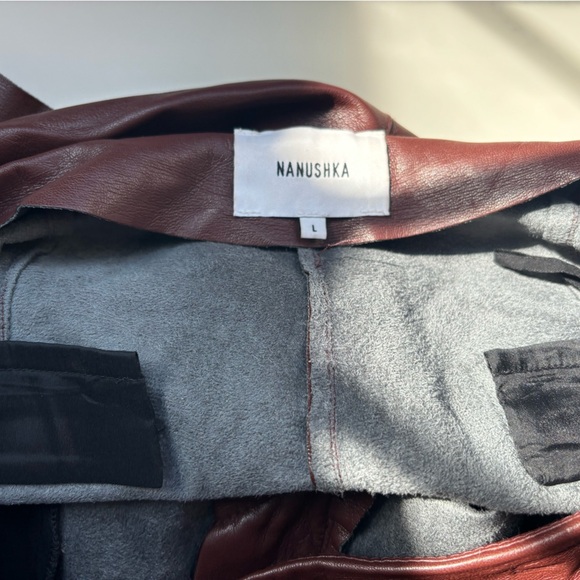 Low Rise Elegant Burgundy Vegan Leather Pants - Picture 3 of 5